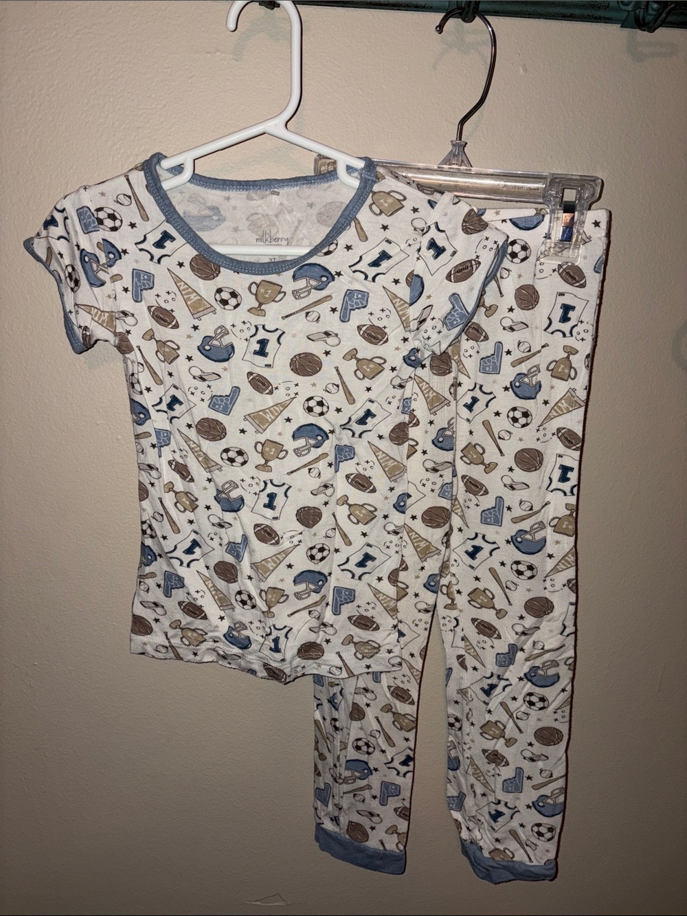 Sports-Print Kids Bamboo Pajama Set